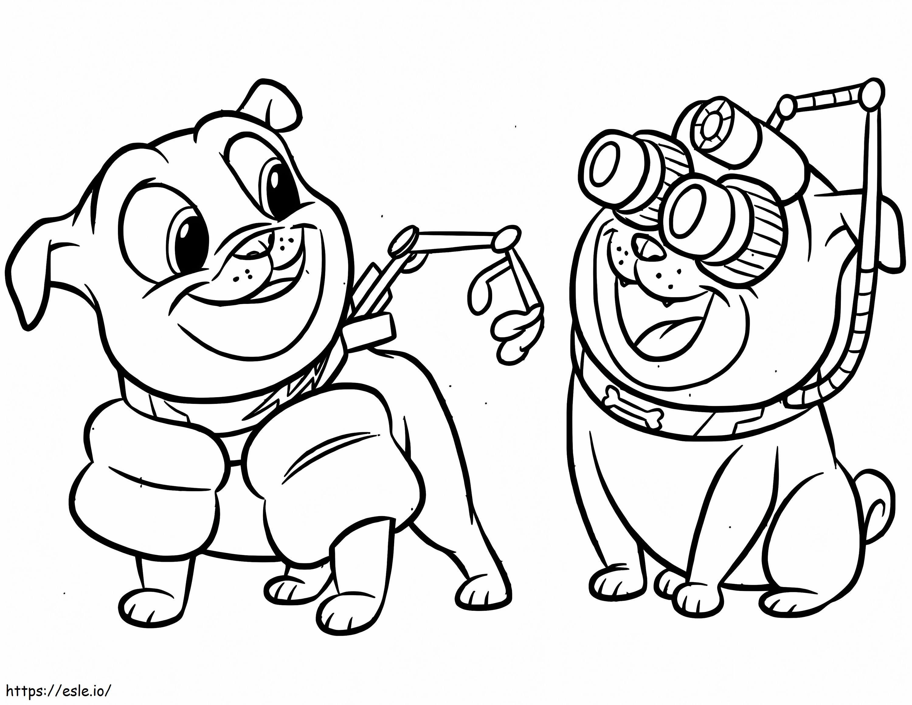 Bingo And Rolly With Gears Coloring Page coloring page