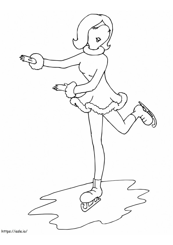 Esboço de patinação no gelo feminina para colorir