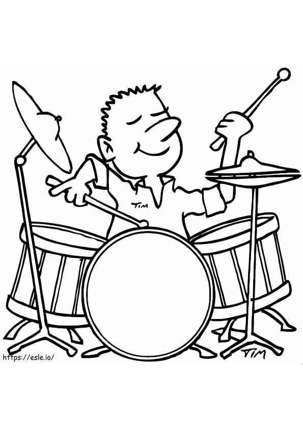 Little Boy Playing The Drum coloring page