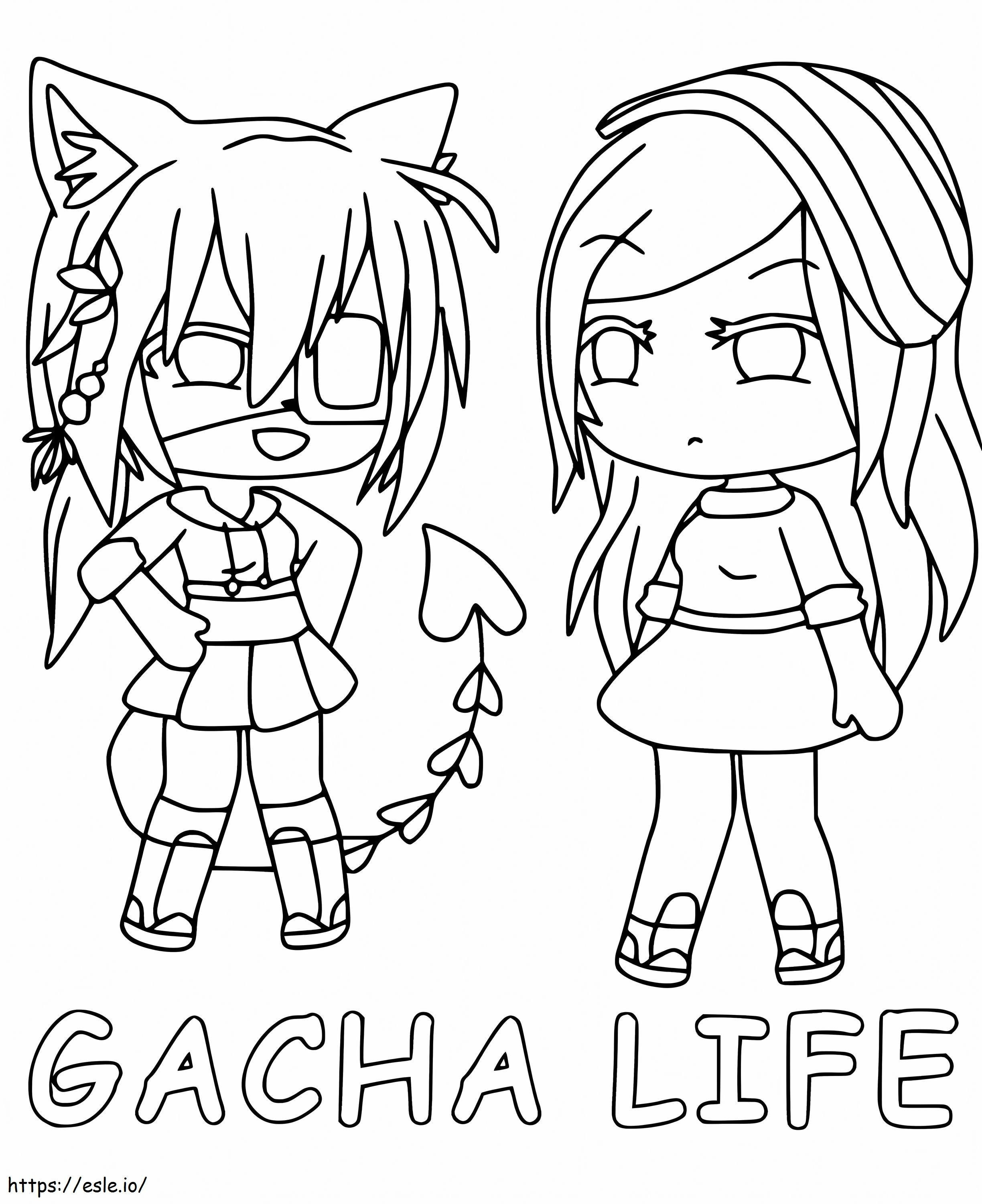 Vida de Gacha e sua amiga para colorir