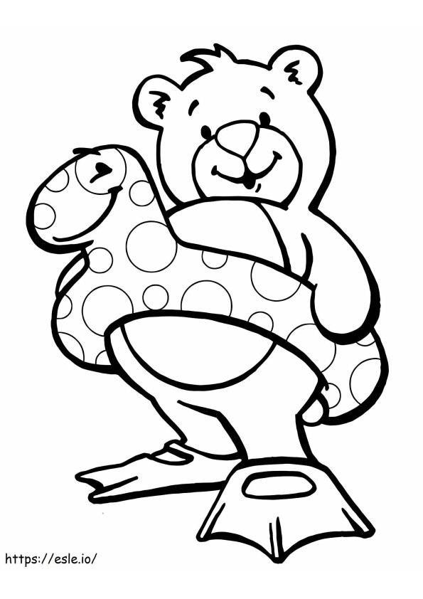 Teddy Bear Goes Swimming coloring page