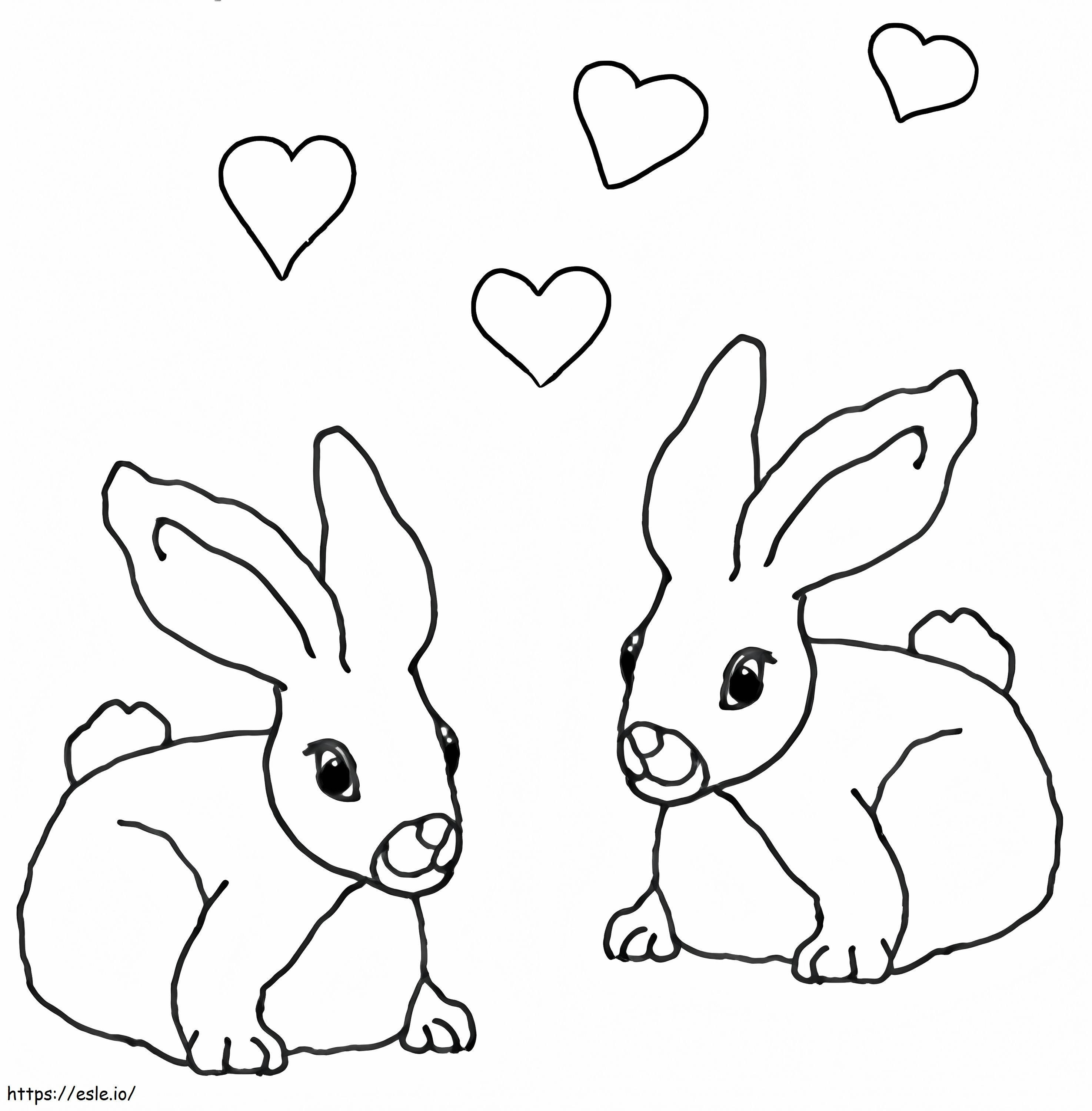 Coloriage Couple de lapins à imprimer dessin