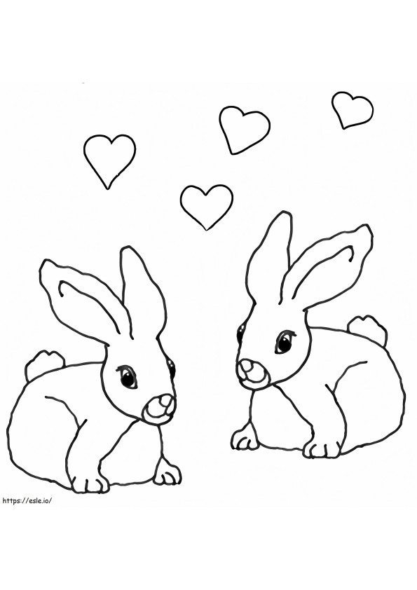 Couple Rabbits coloring page