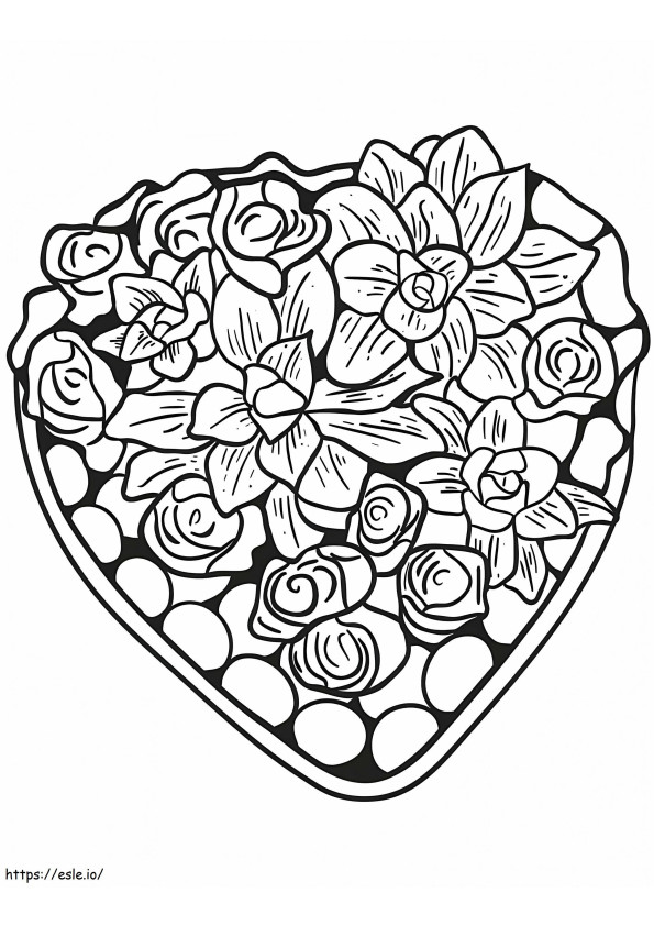Coração de flores 791X1024 para colorir