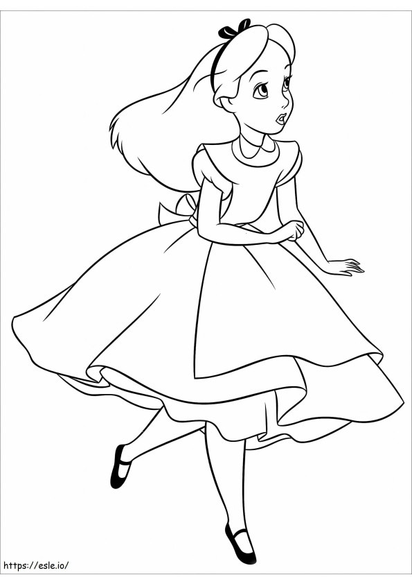 Disney Alice corriendo a escala para colorear