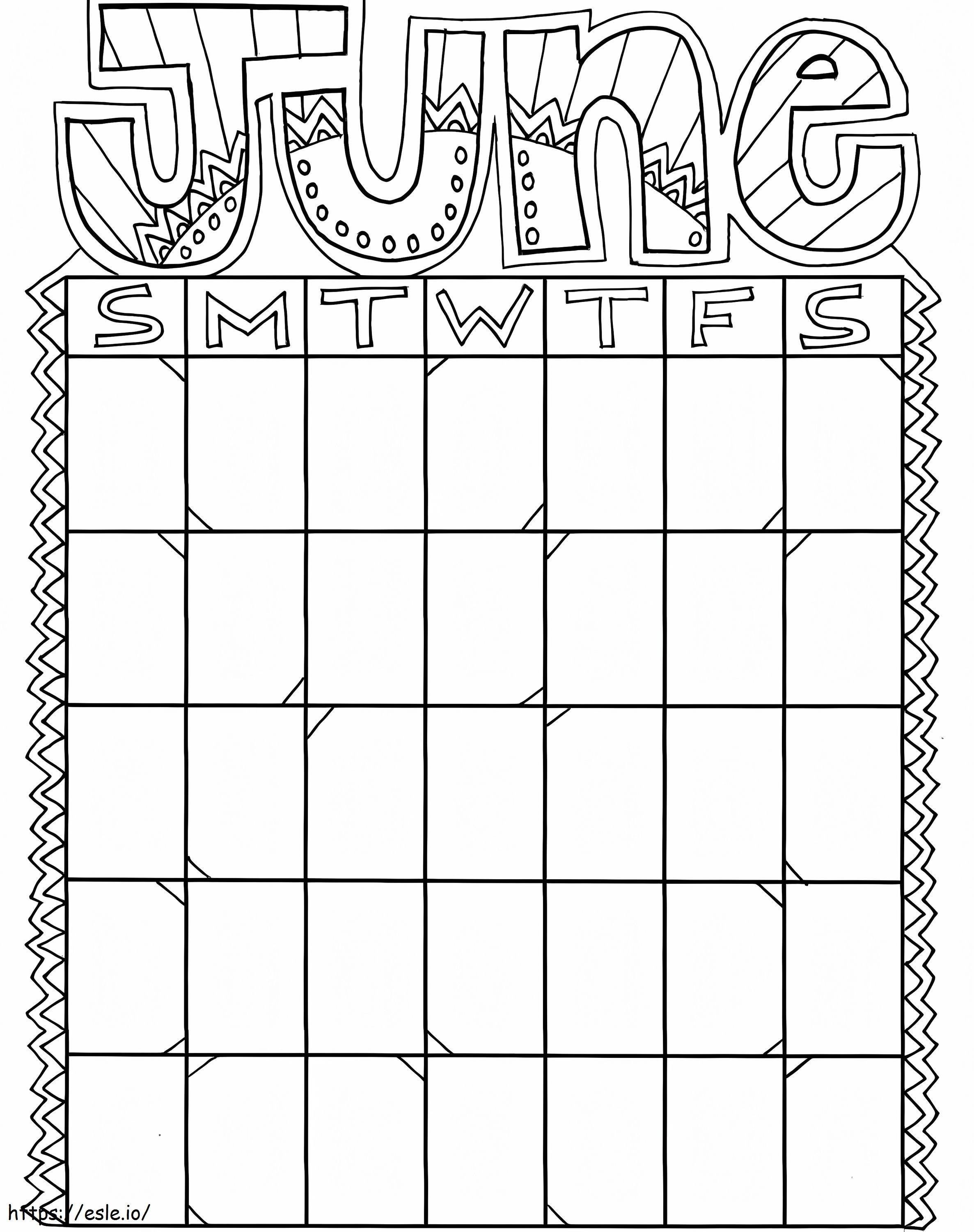 June 1 Calendar coloring page