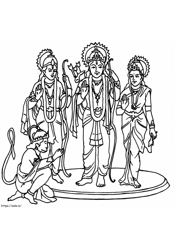 Rama Laxman Sita Tulostettava värityskuva