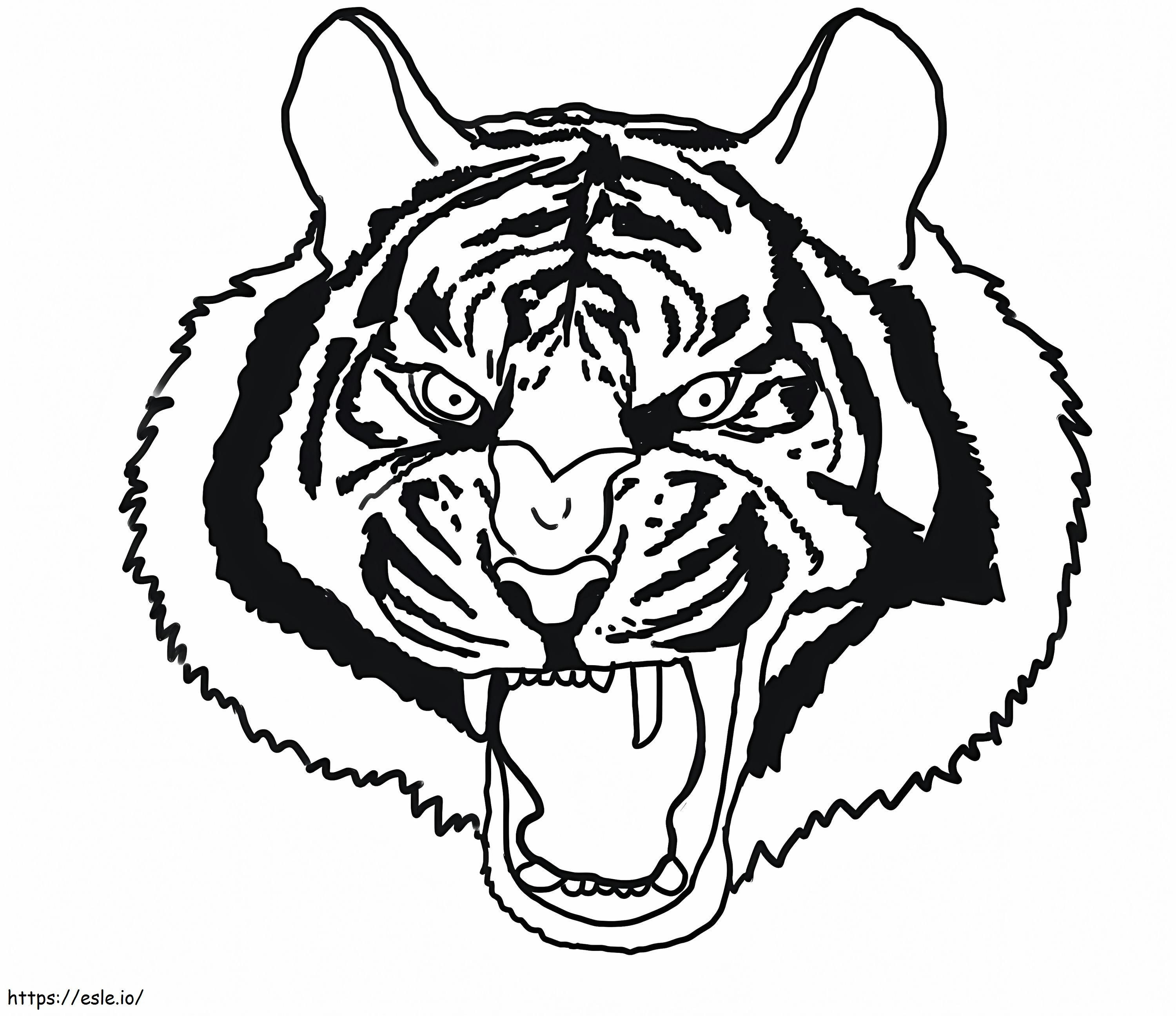 Cara de tigre enojado para colorear