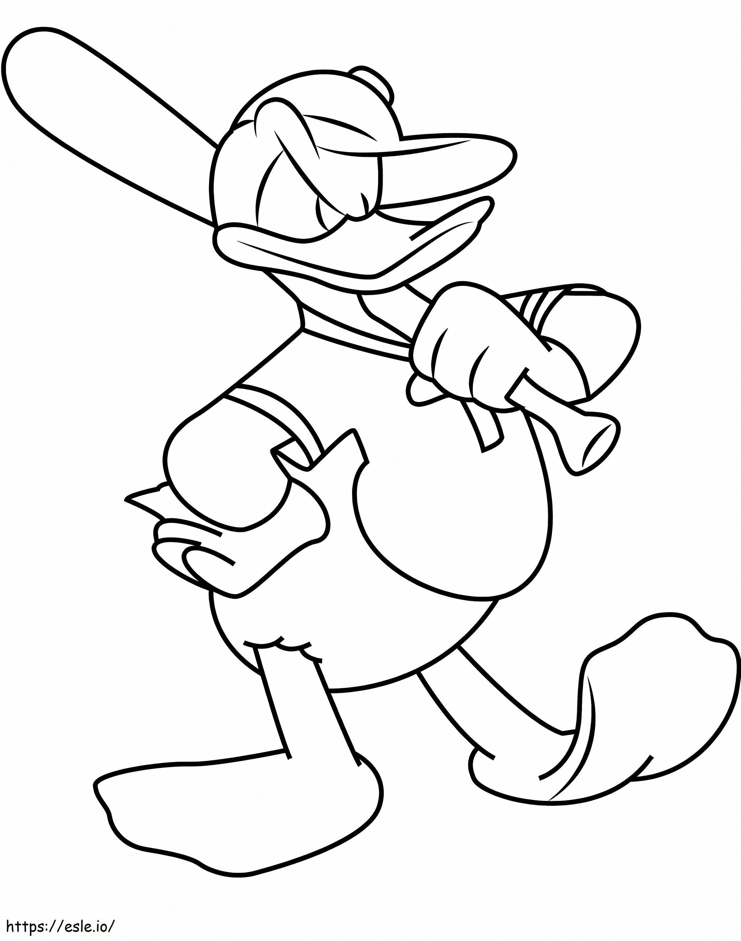 Donald With Baseball coloring page
