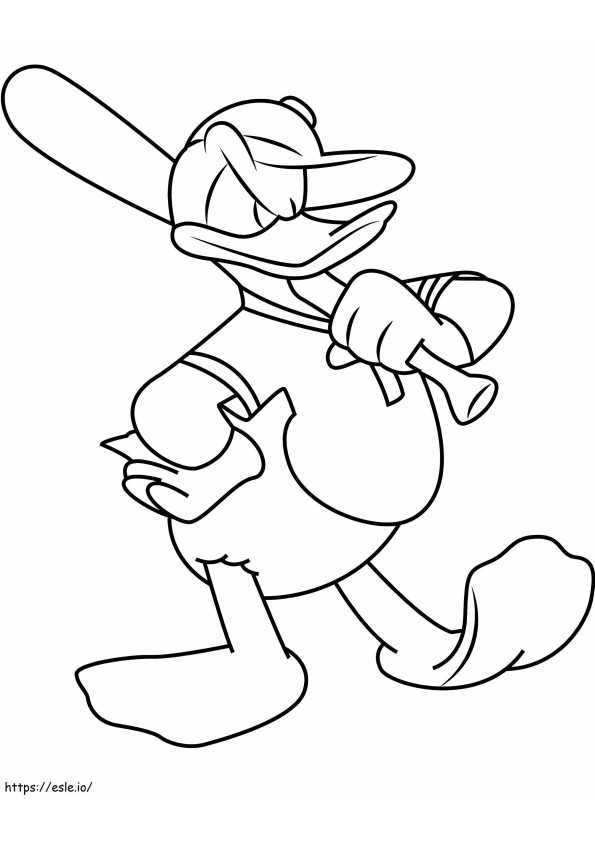 Coloriage Donald avec le baseball à imprimer dessin