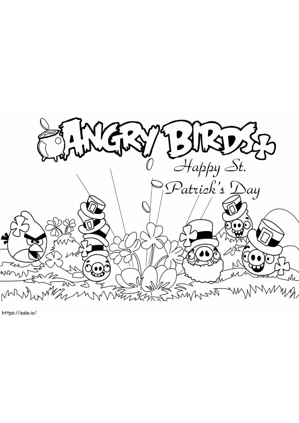 Angry Birds Hyvää St Patricksin päivää värityskuva