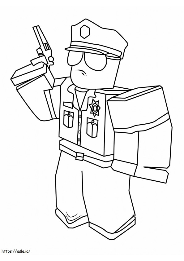 Roblox-poliisi aseella värityskuva