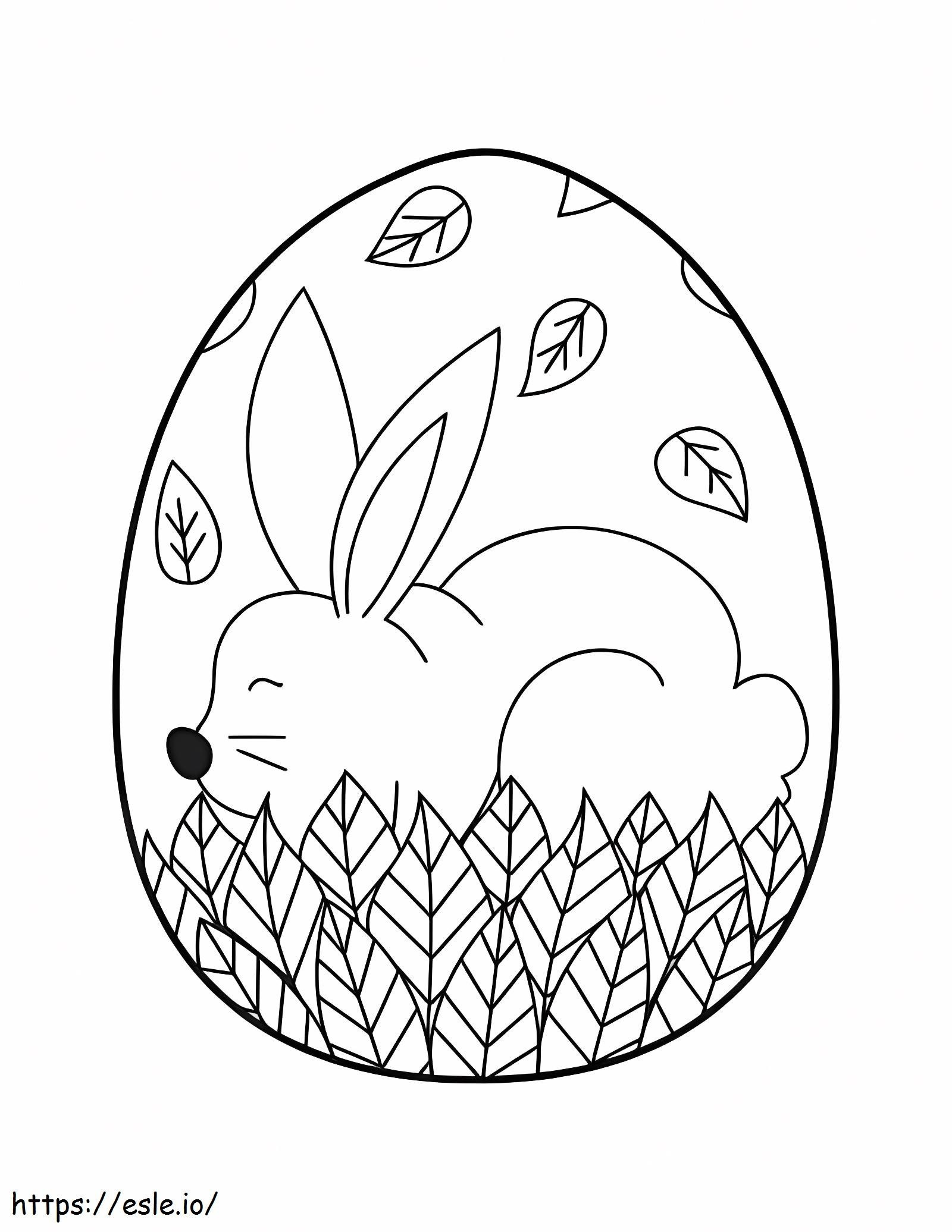 Conejo durmiendo huevo de Pascua para colorear
