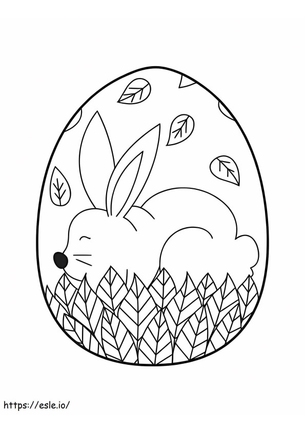 Coloriage Lapin qui dort oeuf de Pâques à imprimer dessin