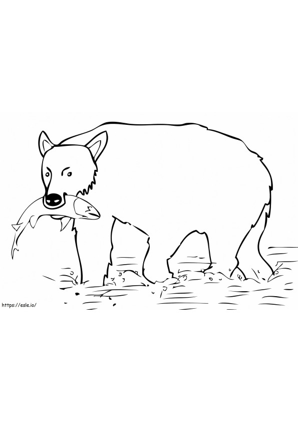 Niedźwiedź brunatny polujący na ryby kolorowanka