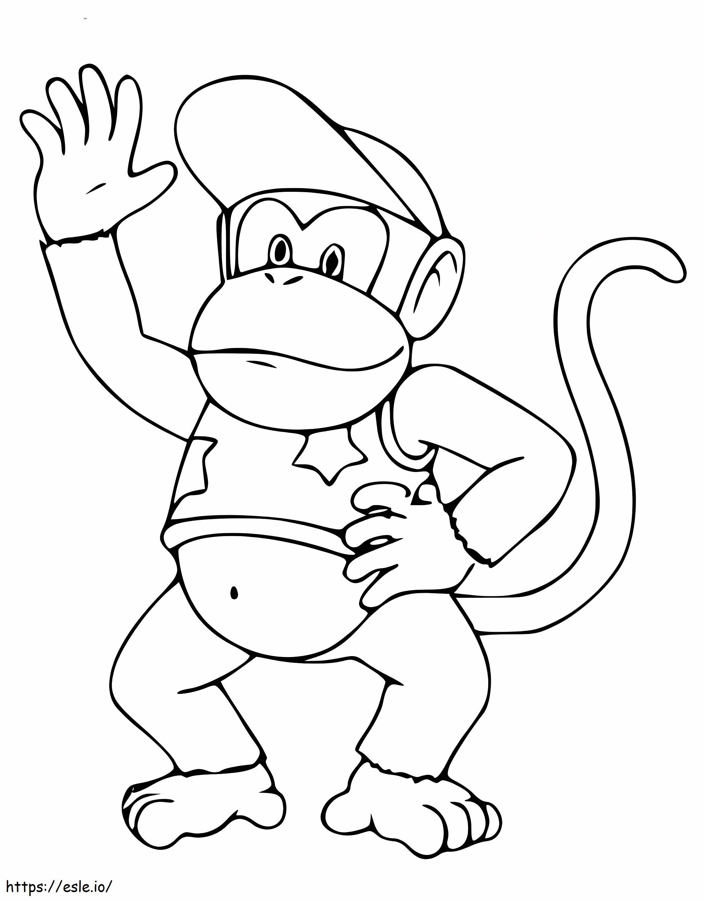 Diddy Kong sonriendo para colorear