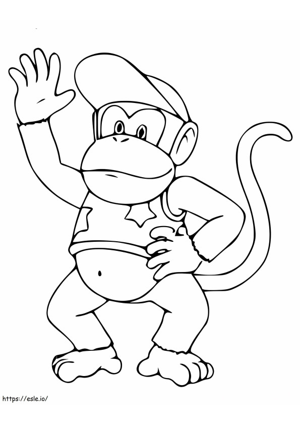 Diddy Kong glimlachend kleurplaat