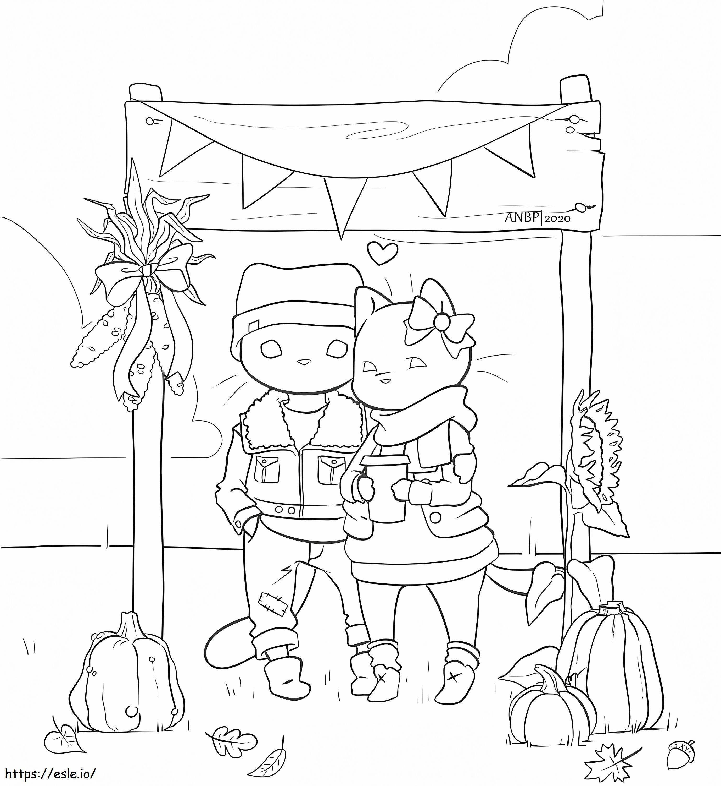 Cute Cats In Clothes coloring page
