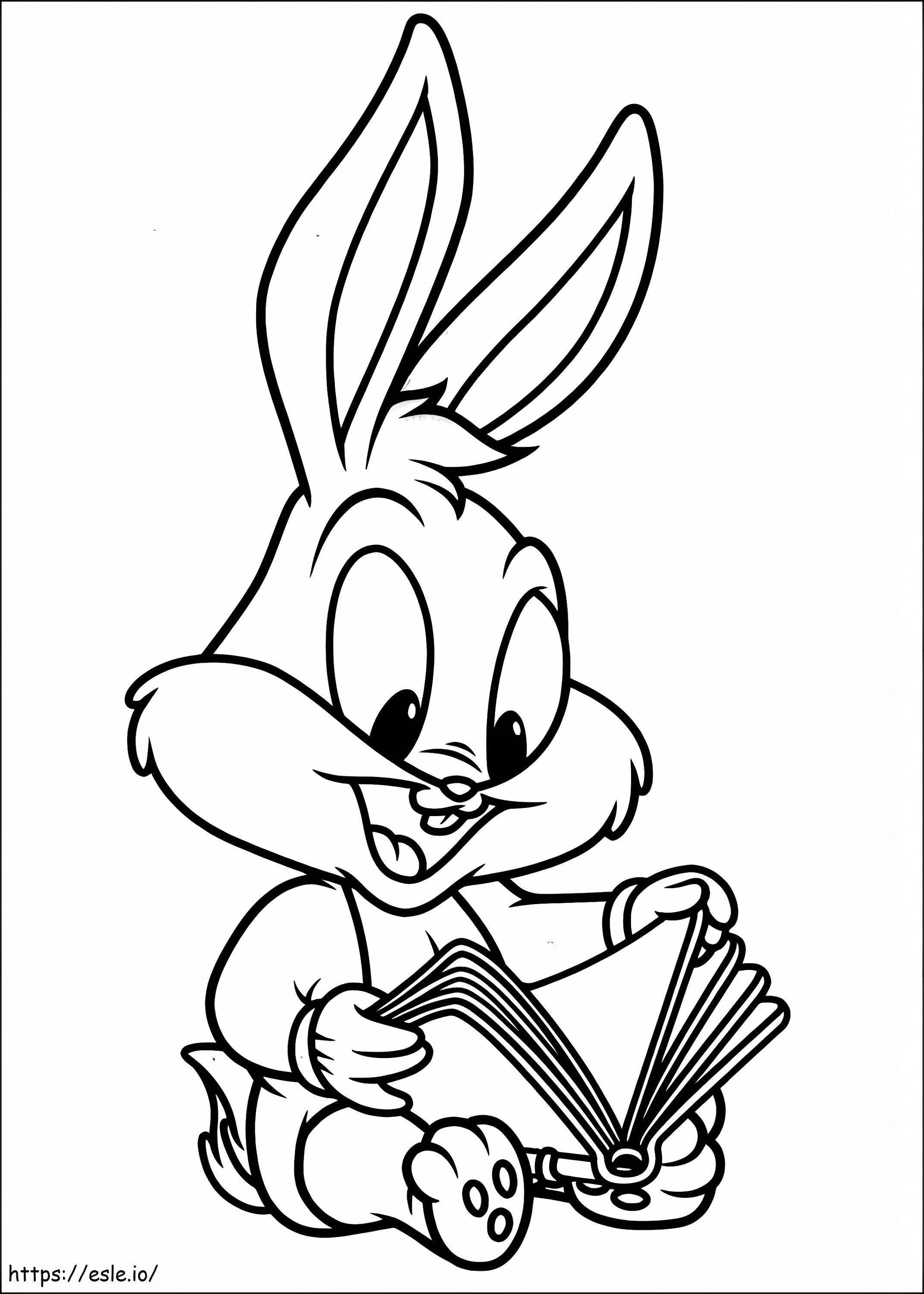 Coloriage Lecture de Baby Bugs Bunny à imprimer dessin