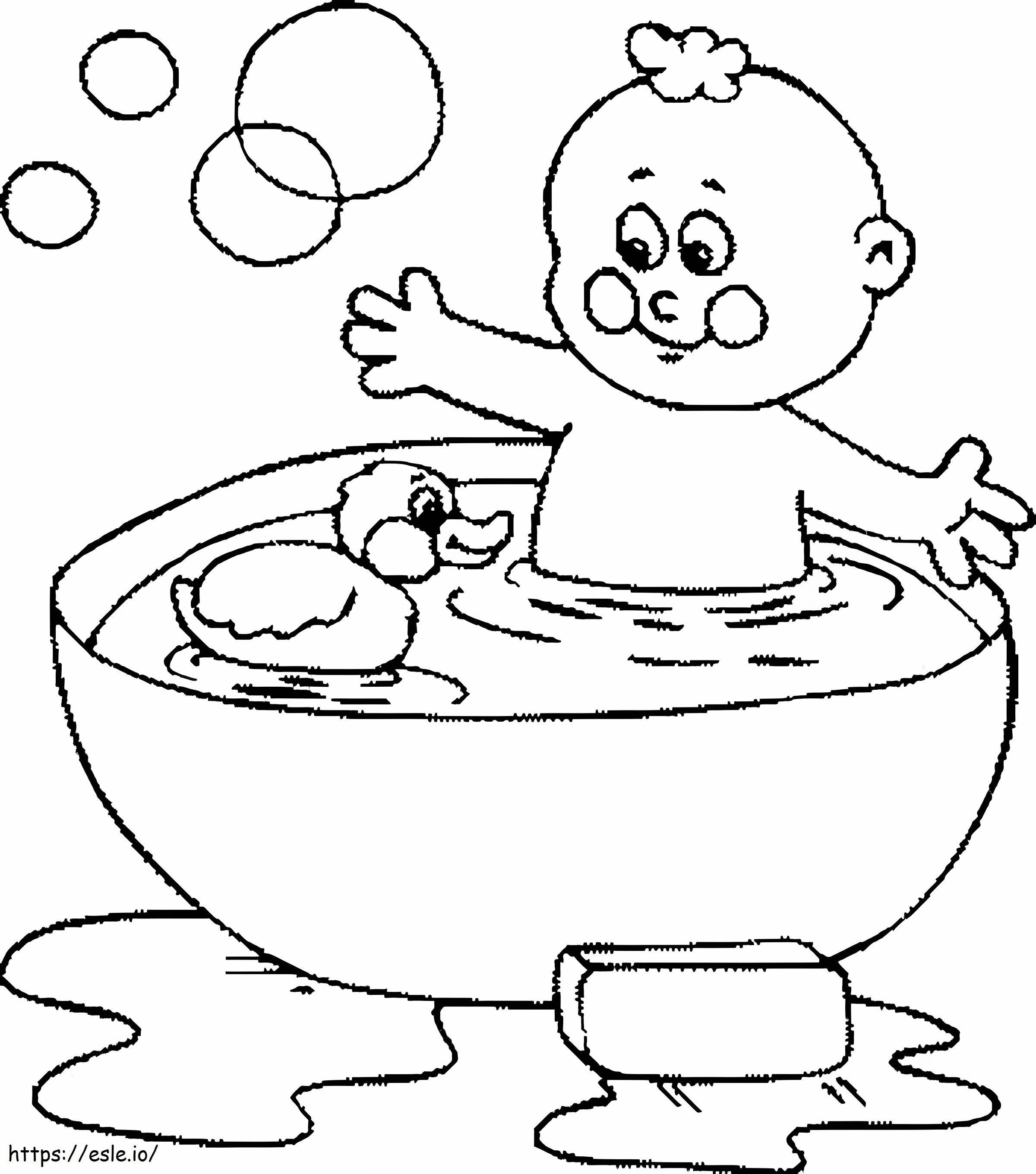 Baby Bath Time -kumiankka värityskuva