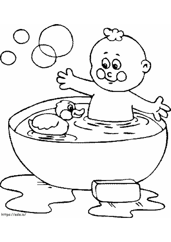 Baby Bath Time -kumiankka värityskuva