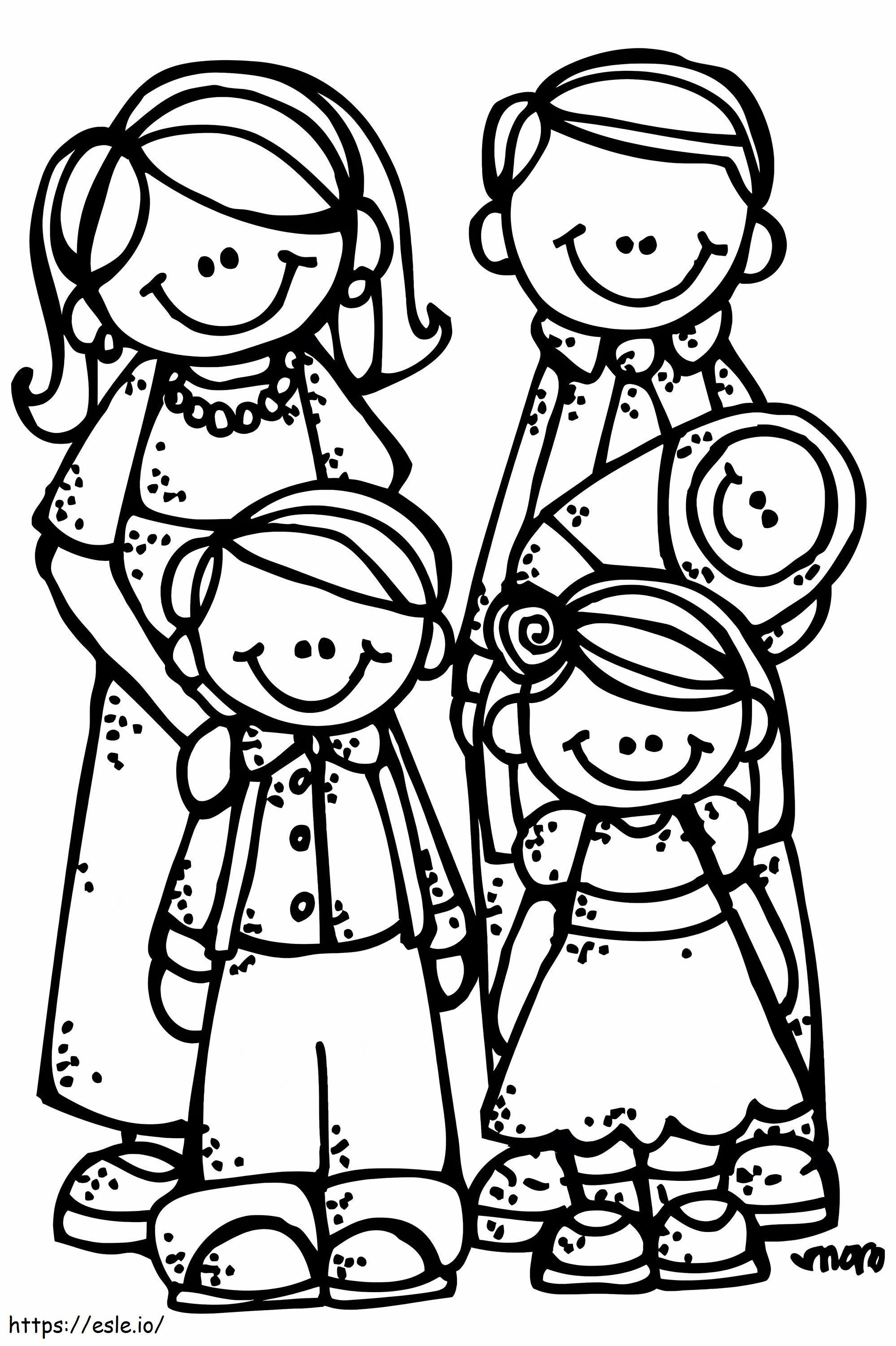 Handgezeichnete Familie ausmalbilder