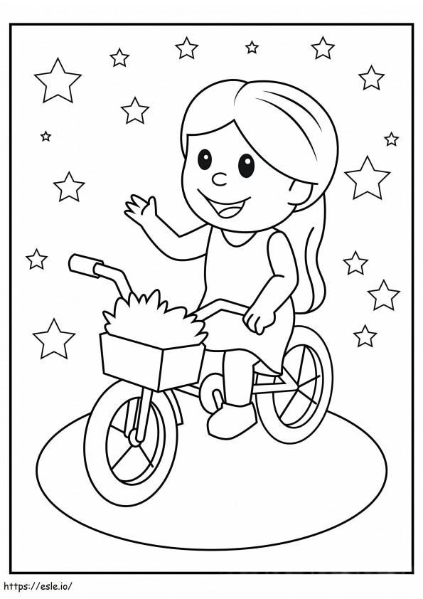 Gadis Bersepeda Dengan Bintang Gambar Mewarnai
