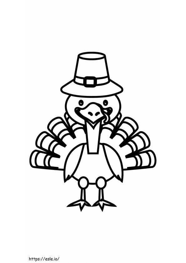 Coloriage Dinde de Thanksgiving avec chapeau à imprimer dessin
