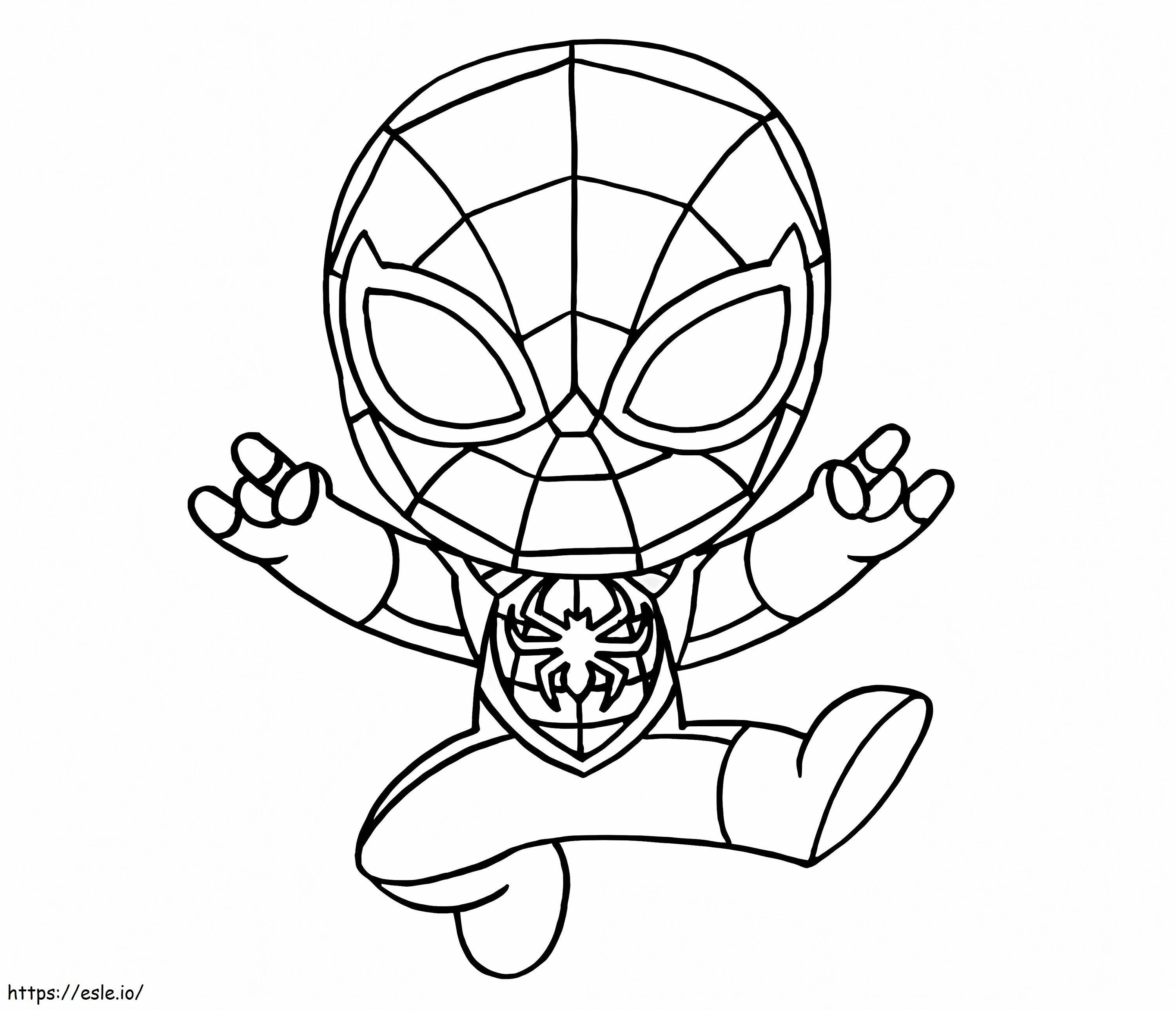 Chibi Spider Man hyppää värityskuva
