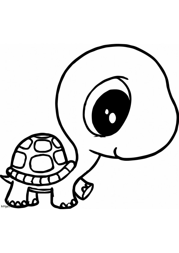 Kawaii-schildpad kleurplaat