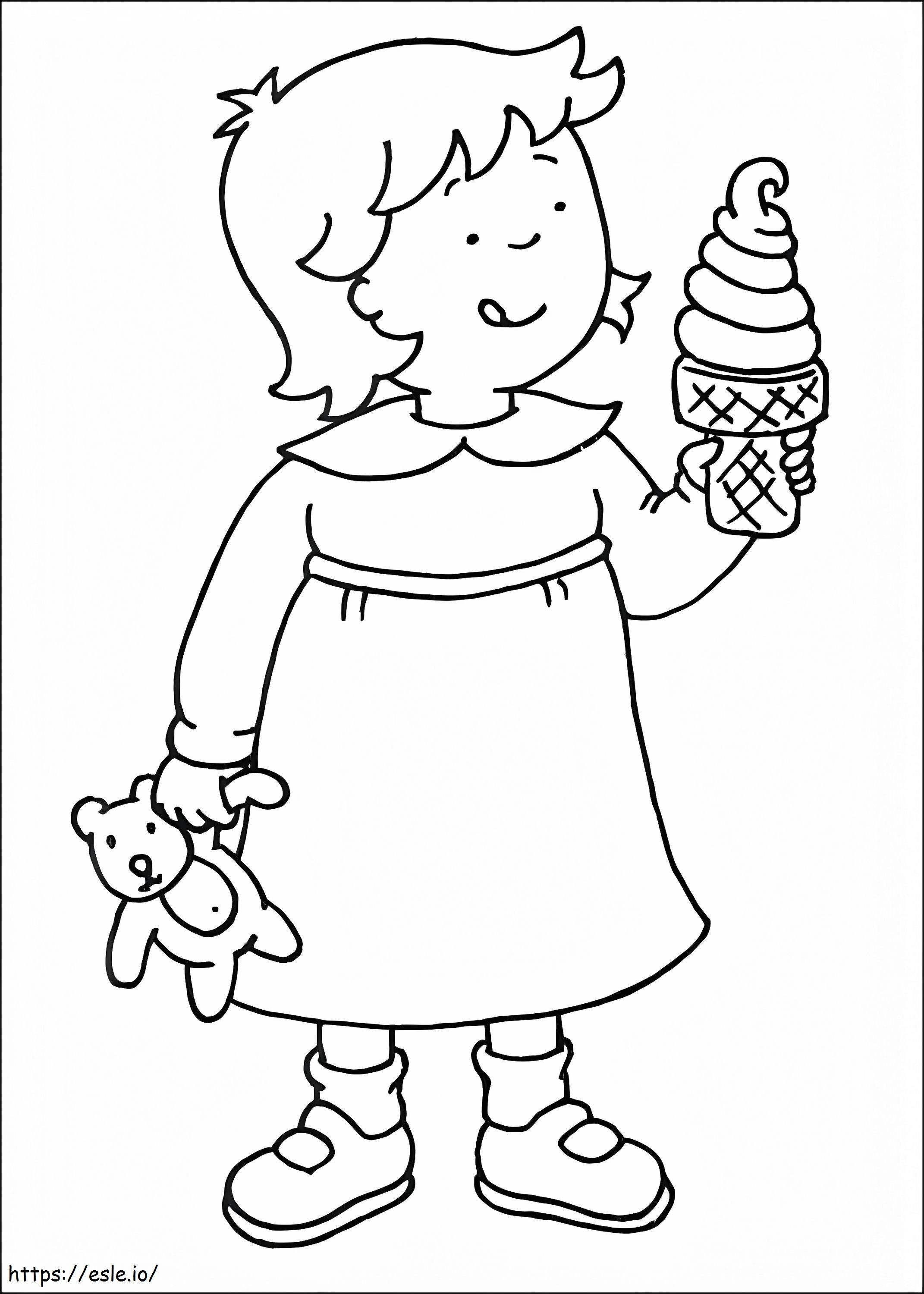Rosie syö jäätelöä värityskuva