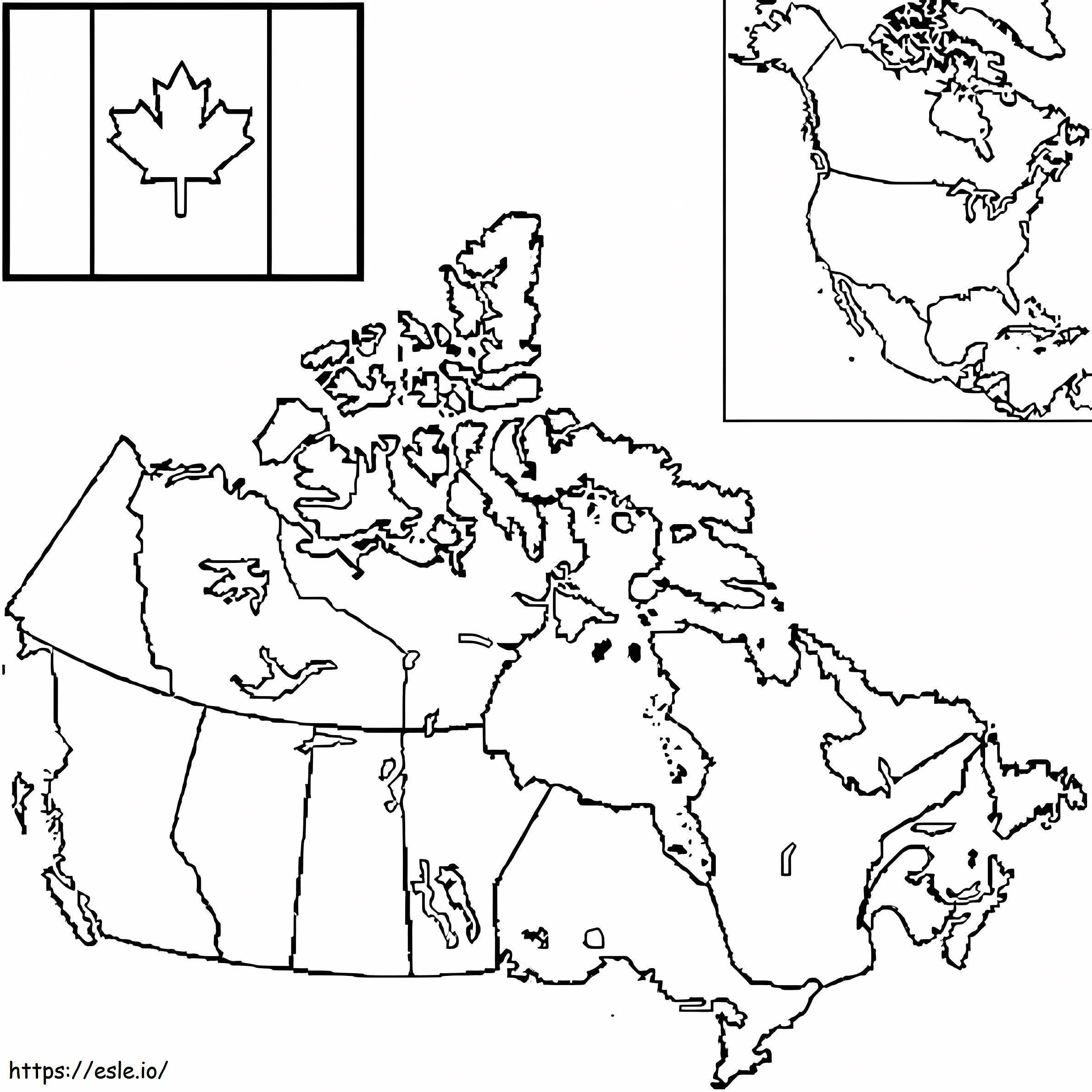 カナダの地図 4 ぬりえ - 塗り絵