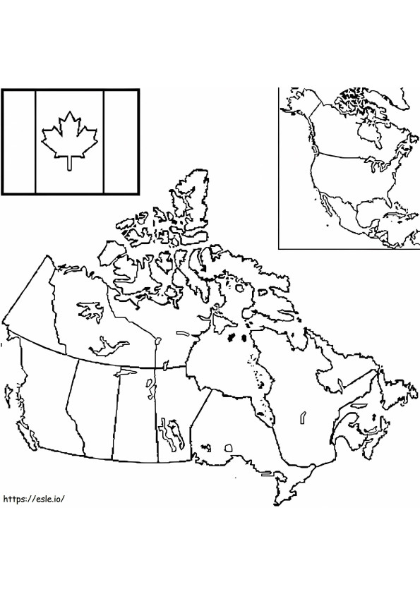 Kaart van Canada 4 kleurplaat