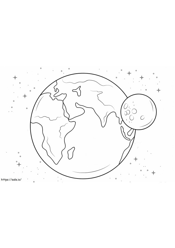 地球と月 ぬりえ - 塗り絵