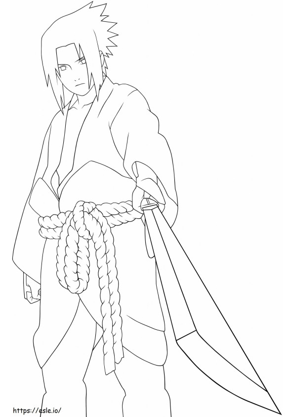 Coloriage Sasuke avec l'épée 2 à imprimer dessin