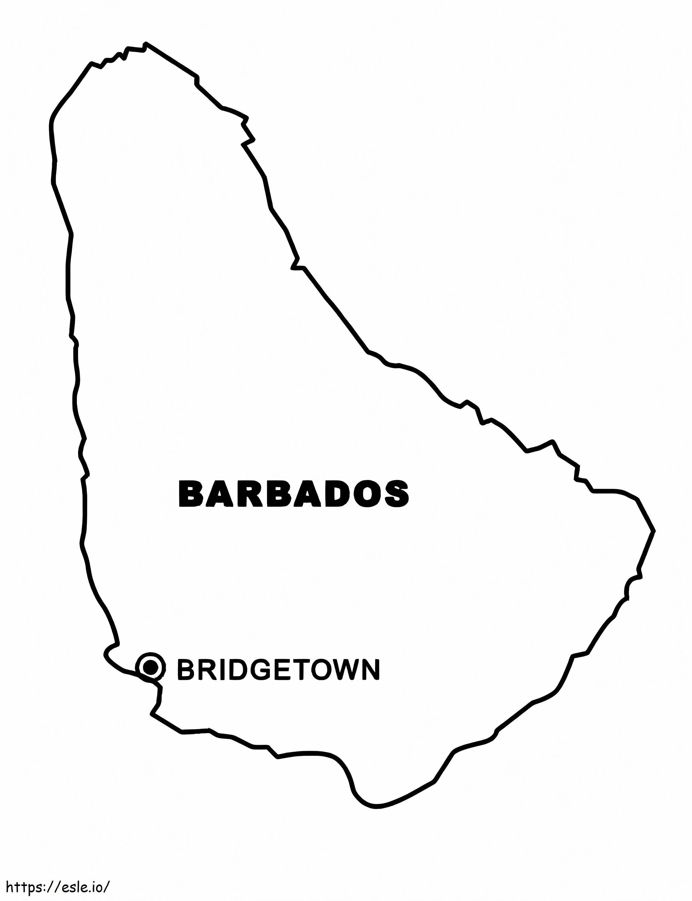 Barbados-kaart kleurplaat kleurplaat