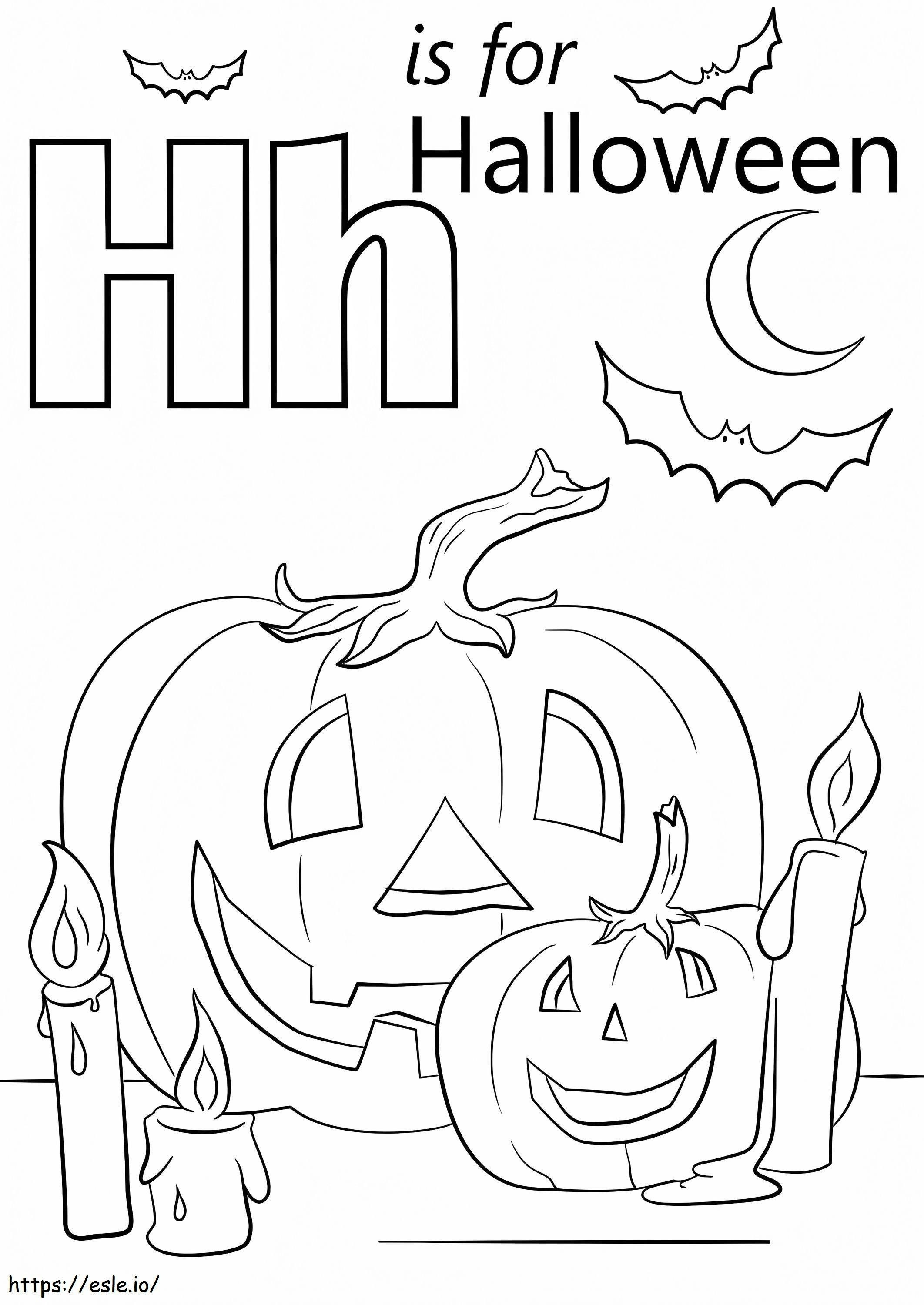 Letra H de Halloween para colorir
