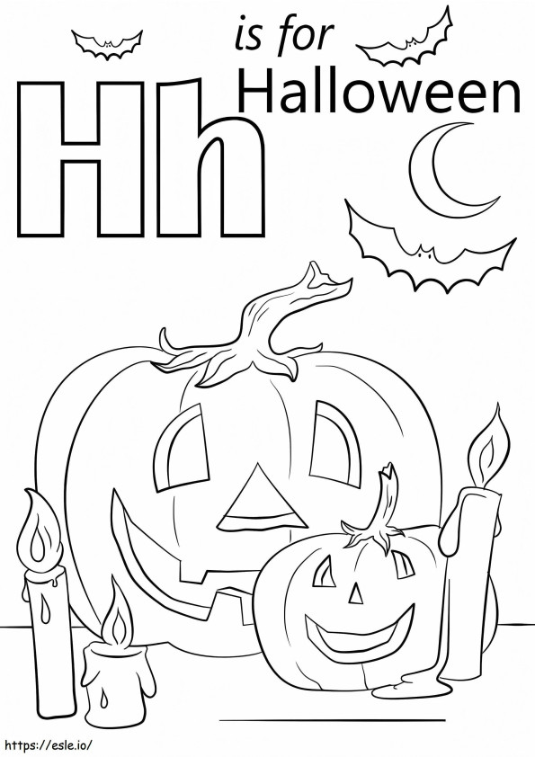 Letra H de Halloween para colorir
