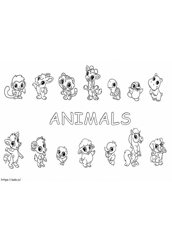 Basic Cute Animals coloring page