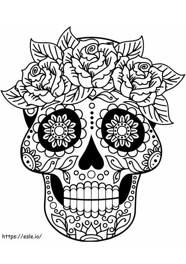 Coloriage Crânes et fleurs à imprimer dessin