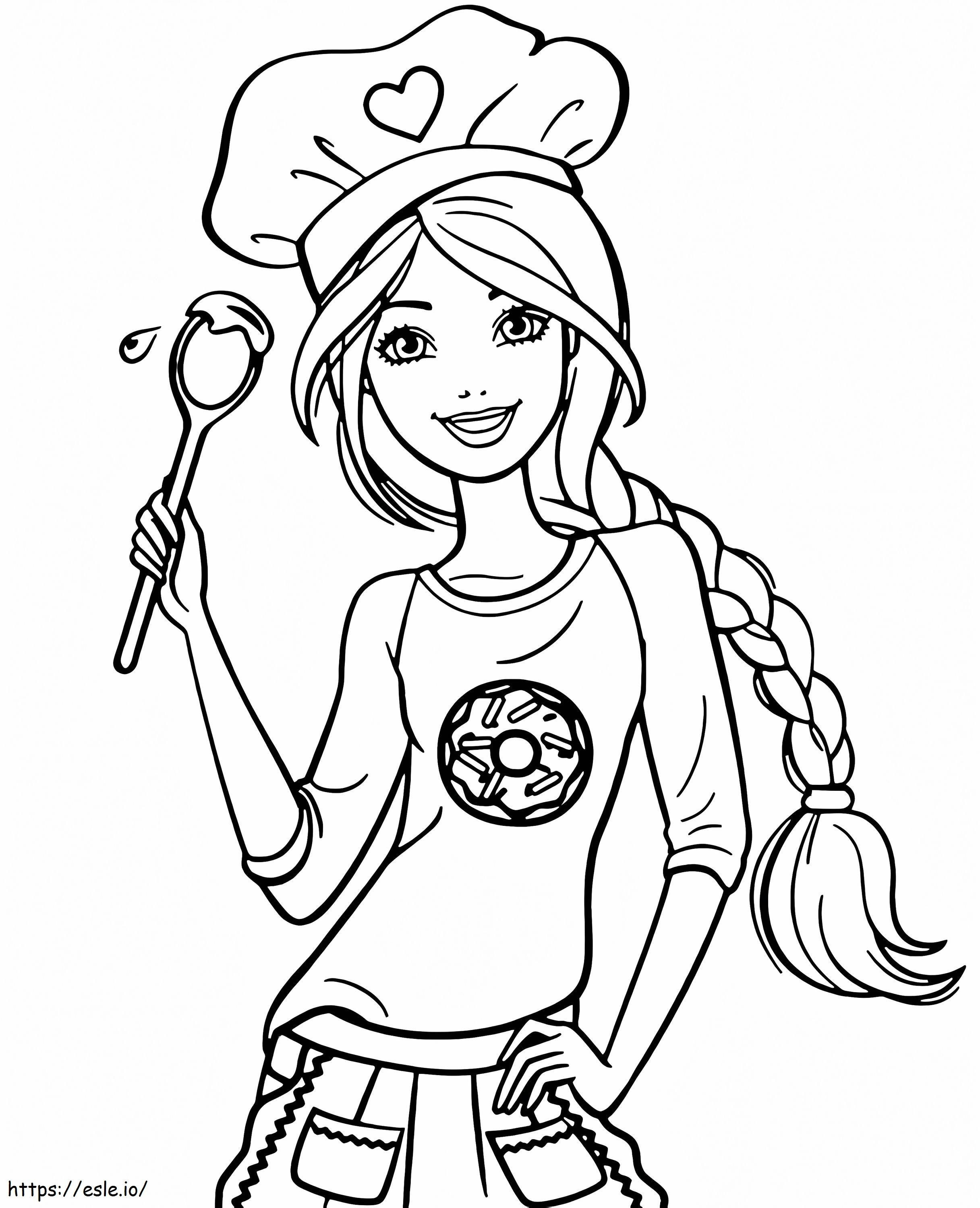 Barbie Chef coloring page