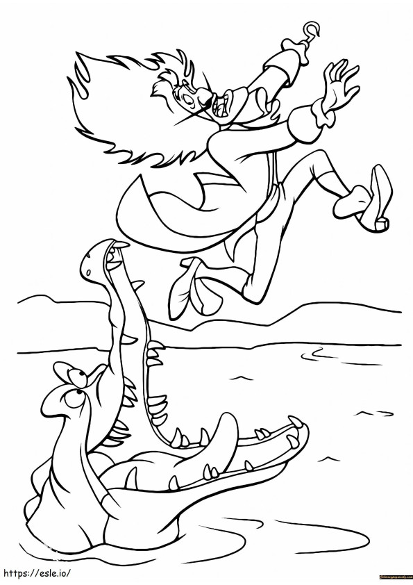 Fun Hook And Crocodile coloring page