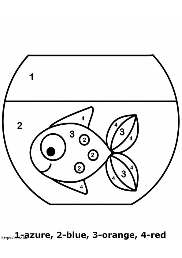 Cor fácil de peixinho dourado por número para colorir