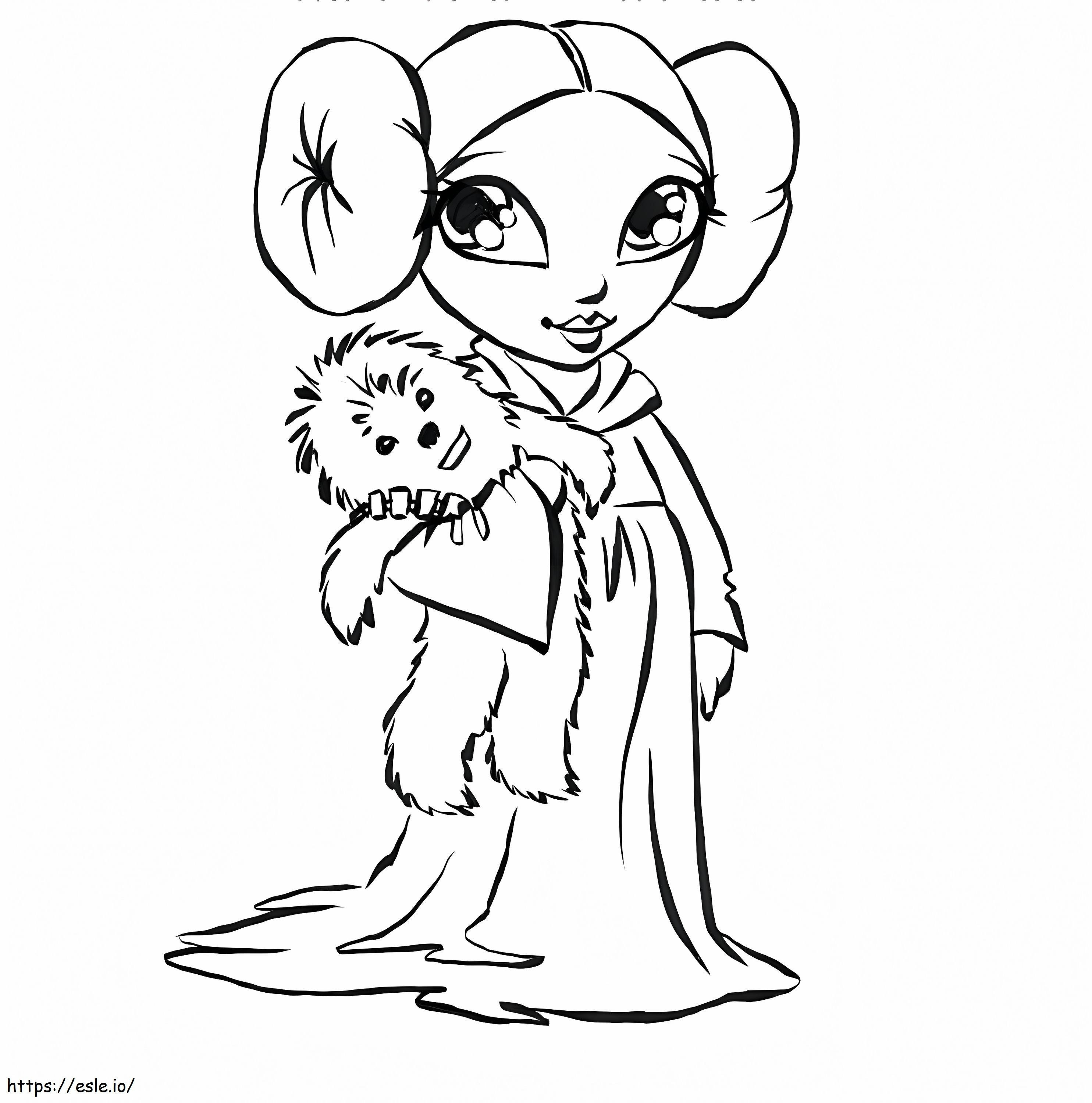 Cute Princess Leia coloring page