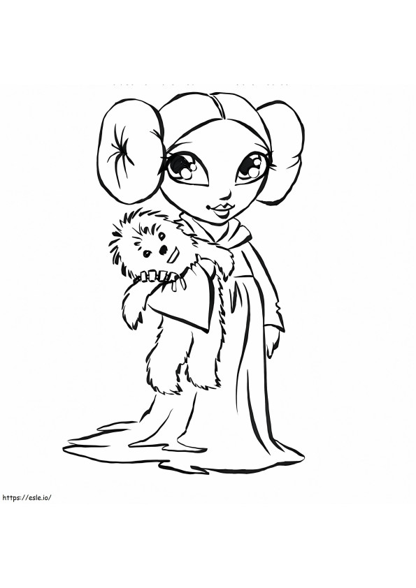 Słodka księżniczka Leia kolorowanka