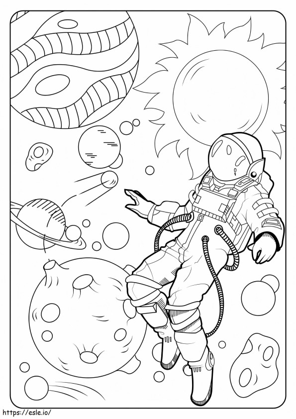 Astronauta no espaço para colorir
