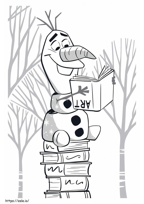 Olaf legge un libro da colorare