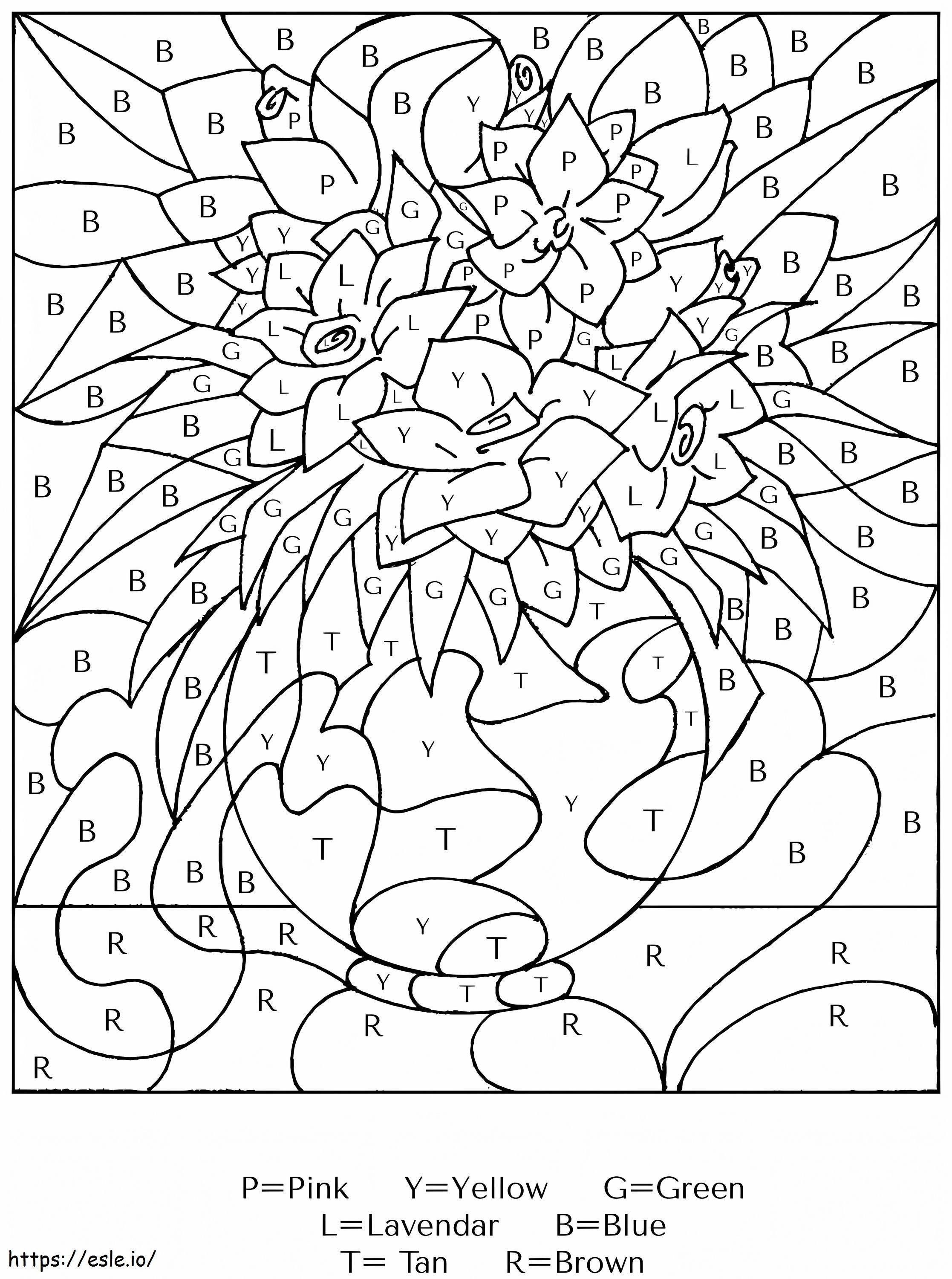 Flowers Color By Letters coloring page