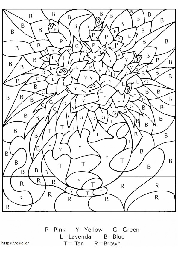 Flowers Color By Letters coloring page