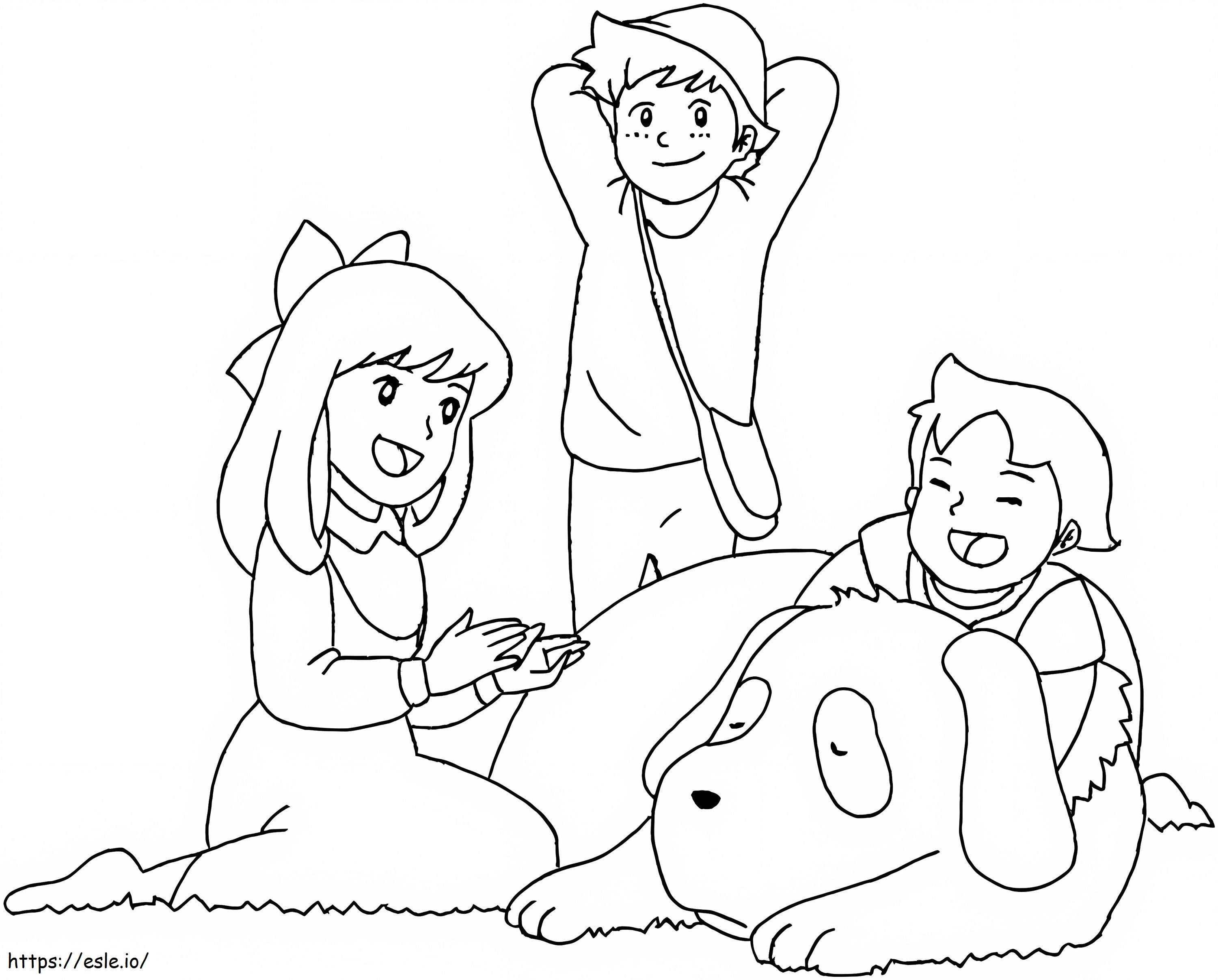Heidi e amigos para colorir